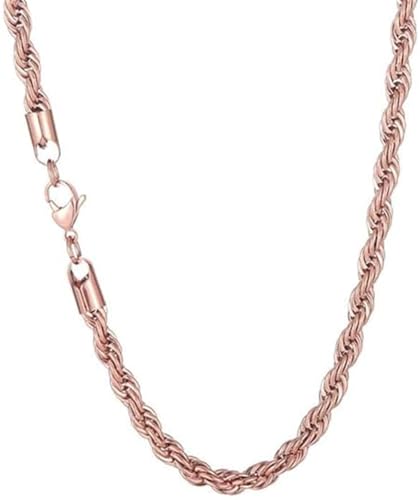 HIJONES Damen Herren Edelstahl Hip Hop Rope Twist Geflochtene Kette Halskette Weben Solide Stapelketten Roségold 2MM 50CM HIJONES Damen Herren Edelstahl Hip Hop Rope Twist Geflochtene Kette Halskette Weben Solide Stapelketten Roségold 2MM 50CM von HIJONES
