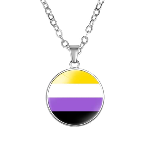 HIJONES Damen Herren Edelstahl Runde Münze Regenbogen Schwul Anhänger Halskette Unisex Paar Farbe Lesbisch Pride Schmuck Stil 6 von HIJONES
