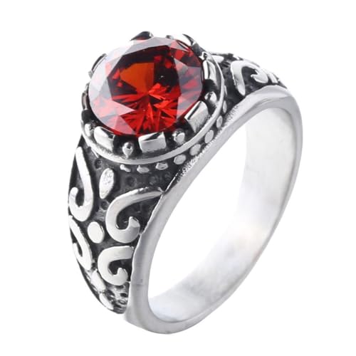 HIJONES Damen Herren Edelsteinring Edelstahl Personalisierter Hochzeitsschmuck Rot Größe 60(19.1) von HIJONES