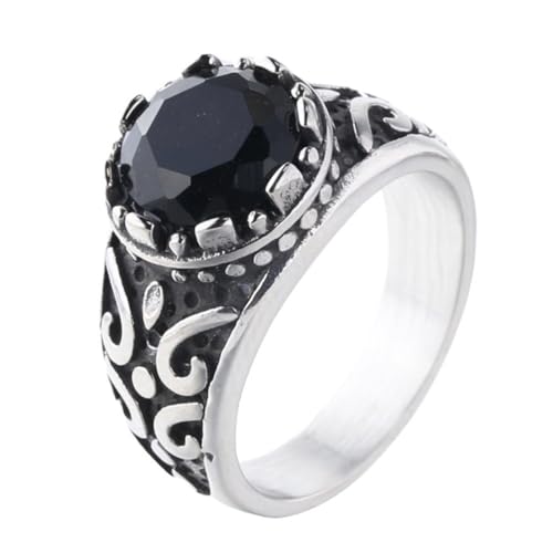 HIJONES Damen Herren Edelsteinring Edelstahl Personalisierter Hochzeitsschmuck Schwarz Größe 62(19.7) von HIJONES