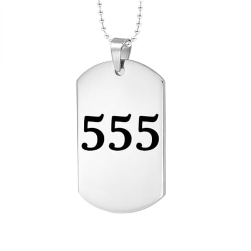 HIJONES Damen Herren Engel Zahl Aussage Halskette 555 Edelstahl Dog Tag Numbers Anhänger Kette Schmuck Silber von HIJONES