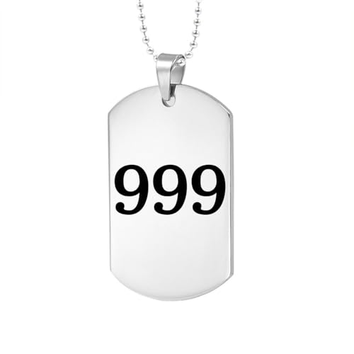 HIJONES Damen Herren Engel Zahl Aussage Halskette 999 Edelstahl Dog Tag Numbers Anhänger Kette Schmuck Silber von HIJONES