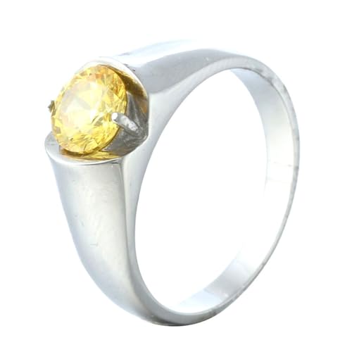 HIJONES Damen Herren Kubikzirkonia Ring Edelstahl Schmuckstein Personalisierter Hochzeitsschmuck Silber Größe 65(20.7) von HIJONES