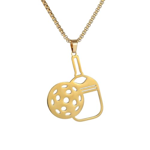 HIJONES Damen Hollow Ping Pong Anhänger Halskette Edelstahl Personalisierte Charm Kette Schmuck Gold von HIJONES