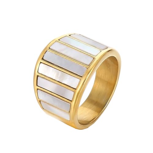 HIJONES Damen Klavier Musik Ring für Vintage Edelstahl Rock Hip Hop Ring Band Fingerschmuck Gold Größe 52 (16.6) von HIJONES