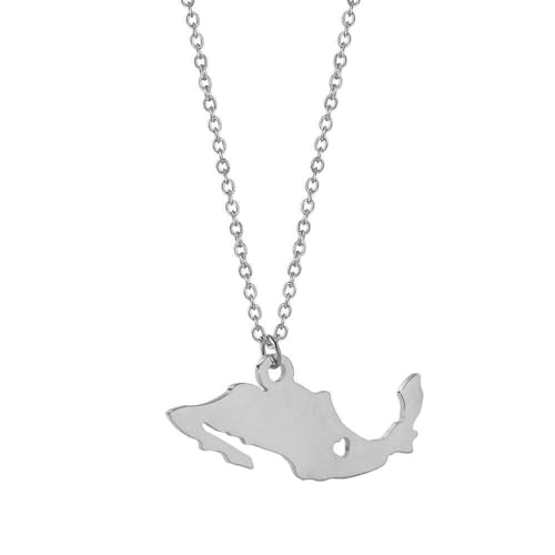 HIJONES Damen National City Map Anhänger Halskette Edelstahl Capital Struktur Topographie Karte Kette Schlüsselbein Schmuck Silber Mexiko von HIJONES