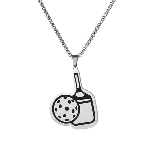 HIJONES Damen Ping Pong Anhänger Halskette Edelstahl Personalisierte Charm Kette Schmuck Silber von HIJONES
