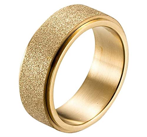 HIJONES Damen Plattierte Drehbare Ringe aus Rostfreier Stahl Mattes Finish Gold-8MM Größe 68 (21.6) von HIJONES