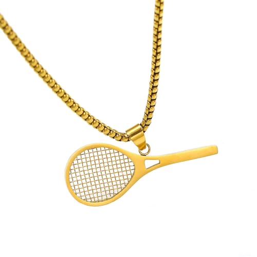 HIJONES Damen Tennisschläger Anhänger Halskette Edelstahl Personalisierte Charm Kette Schmuck Gold von HIJONES