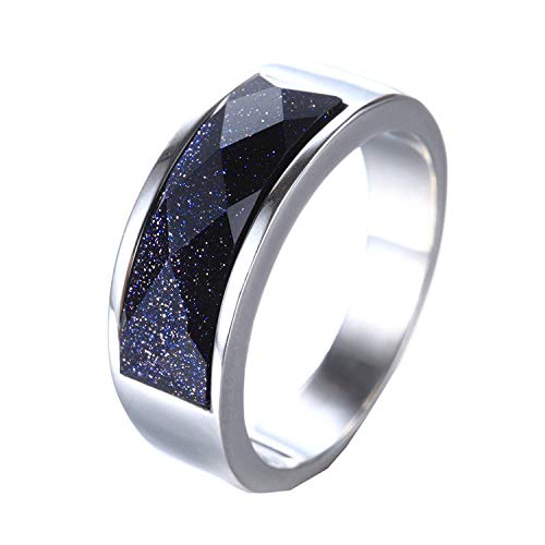 HIJONES Damen Und Herren Edelstahl Mit Big Stone CZ Ringe Hochzeit Versprechen Blau GrößE 62 von HIJONES