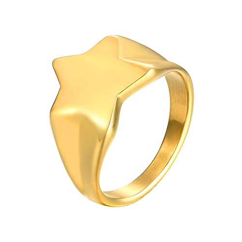 HIJONES Damen Und Herren Paare Edelstahl Einfache Fünfzackiger Stern Plain Ringe Größe 57 (18.1) von HIJONES