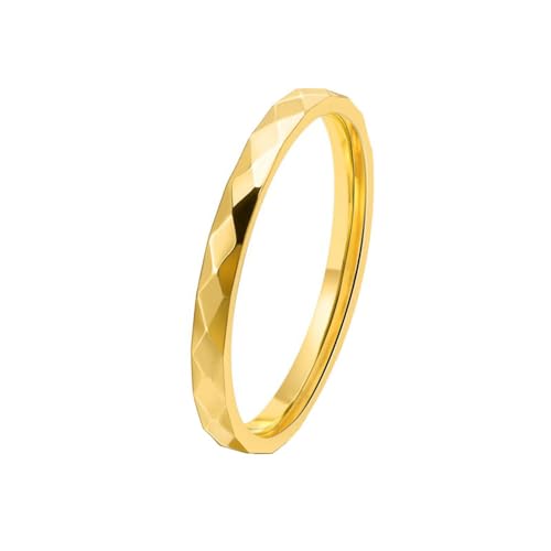 HIJONES Damen Unregelmäßige Rhombus Ring Edelstahl Vintage Band Ringe Schmuck 2Mm Gold Größe 52 (16.6) von HIJONES