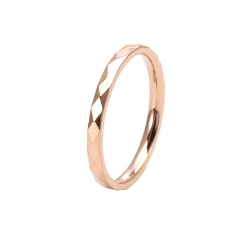 HIJONES Damen Unregelmäßige Rhombus Ring Edelstahl Vintage Band Ringe Schmuck 2Mm Roségold Größe 54 (17.2) von HIJONES