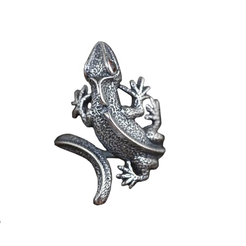HIJONES Damen Verstellbares Tier Eidechse Ring Band Edelstahl Personalisiert Zarter Schmuck Minimalistisches Geschenk Silber von HIJONES