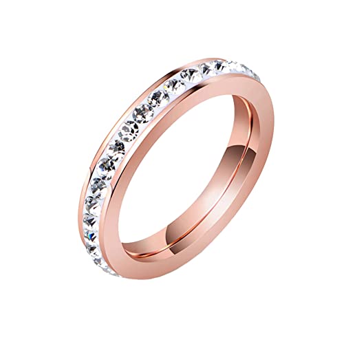 HIJONES Damen Zirkonia Cz Ewigkeitsring aus Rostfreier Stahl Fashion Wedding Promise Band Für Sie 3,5 Mm Roségold Größe 50 (15.9) von HIJONES