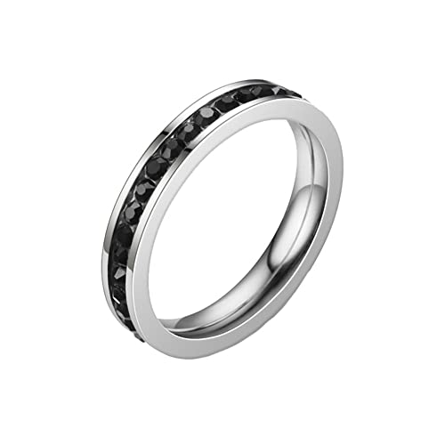 HIJONES Damen Zirkonia Cz Ewigkeitsring aus Rostfreier Stahl Fashion Wedding Promise Band Für Sie 3,5 Mm Schwarz Größe 50 (15.9) von HIJONES