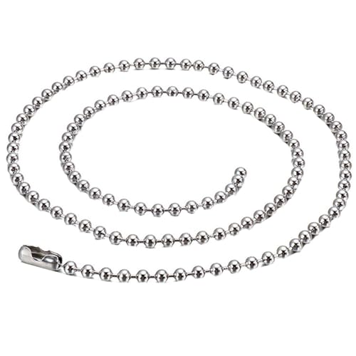HIJONES Edelstahl Kugelkette Halskette für Herren Damen Schlüsselbeinkette Massivschmuck Hip Hop Rock Langer Pullover Kette 5mm 55cm von HIJONES