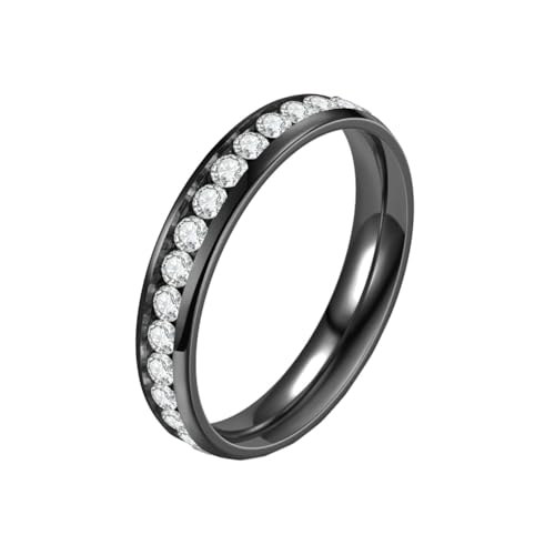 HIJONES Frauen Cubic Zirkonia Cz Ewigkeitsring aus Rostfreier Stahl Mode Hochzeit Versprechen Band Für Sie 4Mm Schwarz Größe 52 (16.6) von HIJONES