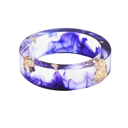 HIJONES Frauen Gepresste Getrocknete Blume Pflanzenharz Ringband Transparentes Acryl im Natürlichen Stil Schmuck für den Hochzeitstag Lila Größe 57 (18.1) von HIJONES