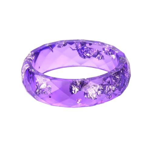 HIJONES Frauen Harz Ringband Acryl Bunter Stapelbarer Schmuck für den Hochzeitstag Lila Größe 62 (19.7) von HIJONES