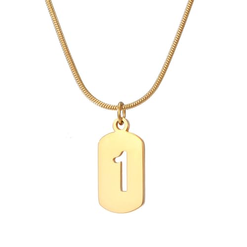 HIJONES Frauen Herren Gold Einzelzahl 0-9 Anhänger Halskette Charm Kette Personalisierter Schmuck 1 von HIJONES