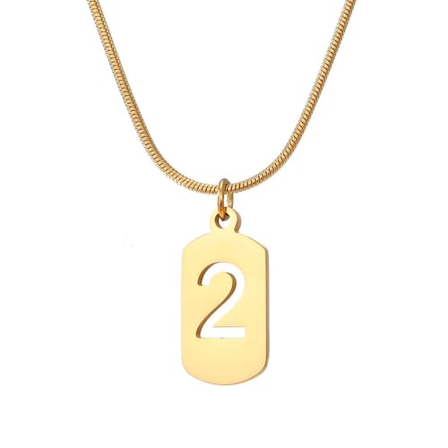 HIJONES Frauen Herren Gold Einzelzahl 0-9 Anhänger Halskette Charm Kette Personalisierter Schmuck 2 von HIJONES