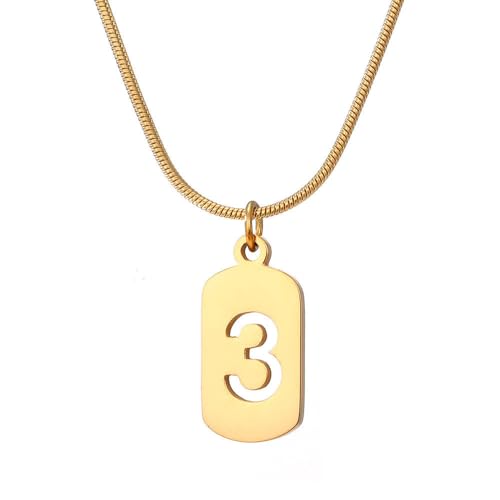 HIJONES Frauen Herren Gold Einzelzahl 0-9 Anhänger Halskette Charm Kette Personalisierter Schmuck 3 von HIJONES