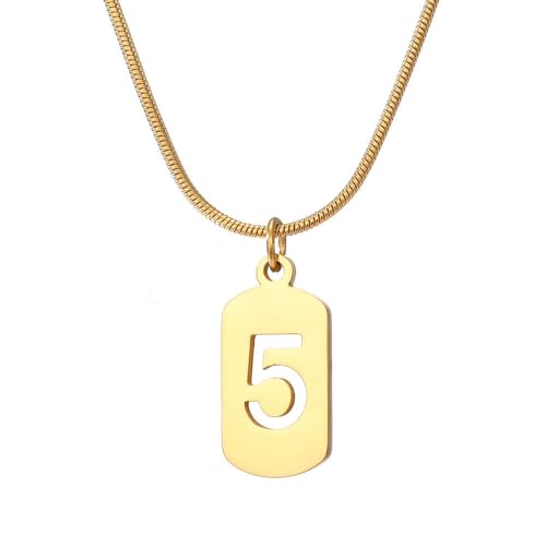HIJONES Frauen Herren Gold Einzelzahl 0-9 Anhänger Halskette Charm Kette Personalisierter Schmuck 5 von HIJONES