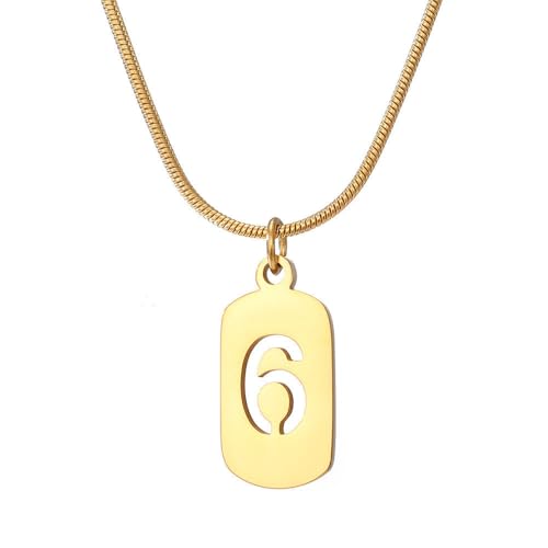 HIJONES Frauen Herren Gold Einzelzahl 0-9 Anhänger Halskette Charm Kette Personalisierter Schmuck 6 von HIJONES