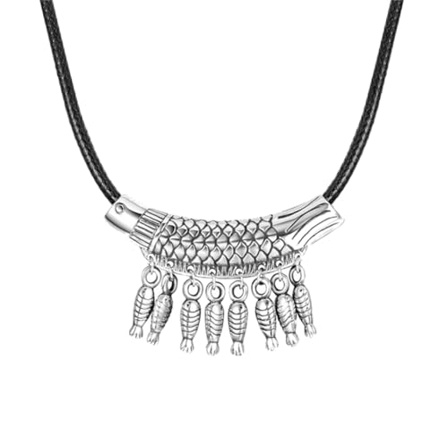 HIJONES Frauen Kreative Zierliche Koi 8 Fisch Leinen Halskette aus Rostfreier Stahl Chinesischer Halsband-Schmuck Silber von HIJONES