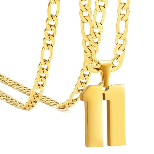 HIJONES Frauen Männer Nummer Anhänger Halskette Charm Kette Personalisierter Schmuck Gold 11 von HIJONES