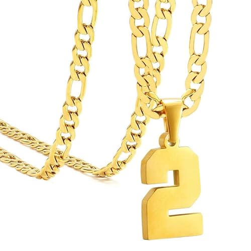 HIJONES Frauen Männer Nummer Anhänger Halskette Charm Kette Personalisierter Schmuck Gold 2 von HIJONES