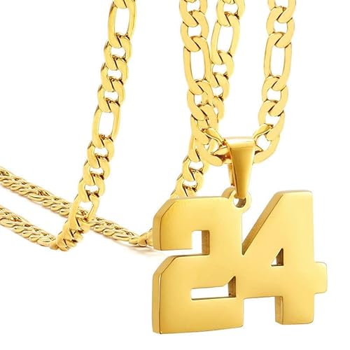 HIJONES Frauen Männer Nummer Anhänger Halskette Charm Kette Personalisierter Schmuck Gold 24 von HIJONES