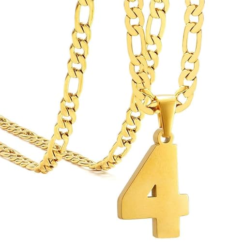 HIJONES Frauen Männer Nummer Anhänger Halskette Charm Kette Personalisierter Schmuck Gold 4 von HIJONES