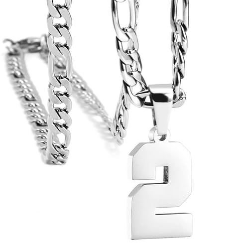 HIJONES Frauen Männer Nummer Anhänger Halskette Charm Kette Personalisierter Schmuck Silber 2 von HIJONES