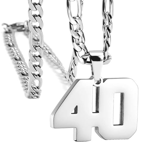 HIJONES Frauen Männer Nummer Anhänger Halskette Charm Kette Personalisierter Schmuck Silber 40 von HIJONES