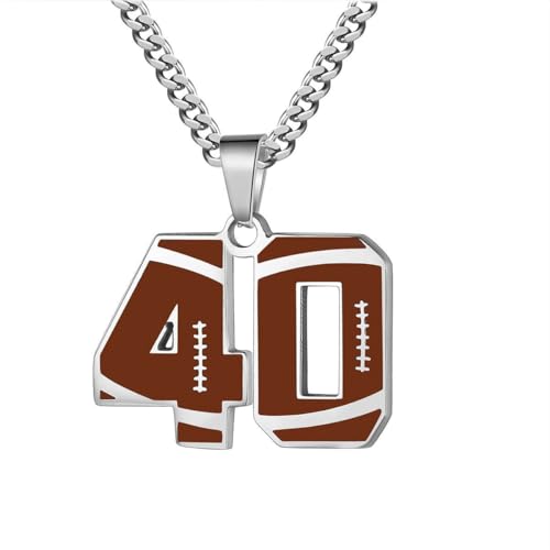 HIJONES Frauen Männer Single Nummer Anhänger Baseball Halskette Athleten Charm Kette Personalisierter Sportschmuck Gold 40 von HIJONES