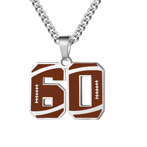 HIJONES Frauen Männer Single Nummer Anhänger Baseball Halskette Athleten Charm Kette Personalisierter Sportschmuck Gold 60 von HIJONES