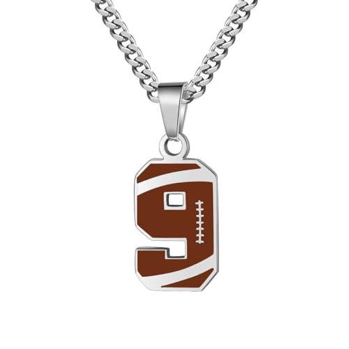 HIJONES Frauen Männer Single Nummer Anhänger Baseball Halskette Athleten Charm Kette Personalisierter Sportschmuck Gold 9 von HIJONES