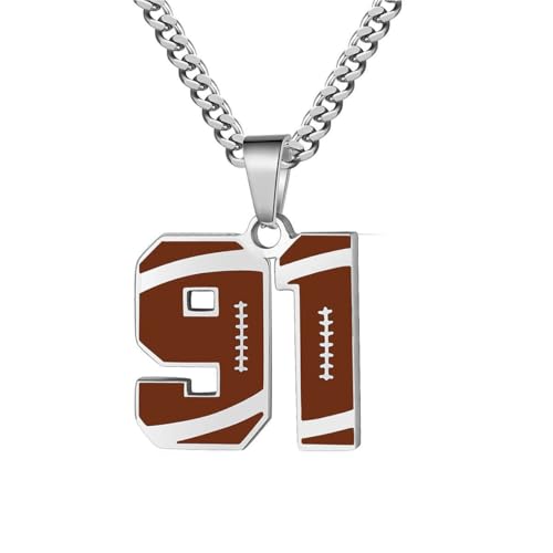 HIJONES Frauen Männer Single Nummer Anhänger Baseball Halskette Athleten Charm Kette Personalisierter Sportschmuck Gold 91 von HIJONES