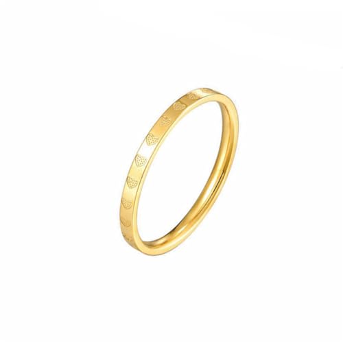 HIJONES Frauen Simple Love Heart Stapelbarer Dünner Ring aus Rostfreier Stahl Leichter Luxus-Schmuck Gold Größe 62 (19.7) von HIJONES