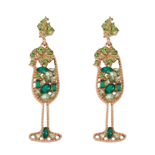 HIJONES Frauen Vintage Champagner Weinglas Ohrringe aus Perlen Perlen Tropfen Charmante Cocktail Hübsche Ohrringe Für Frau Grün von HIJONES