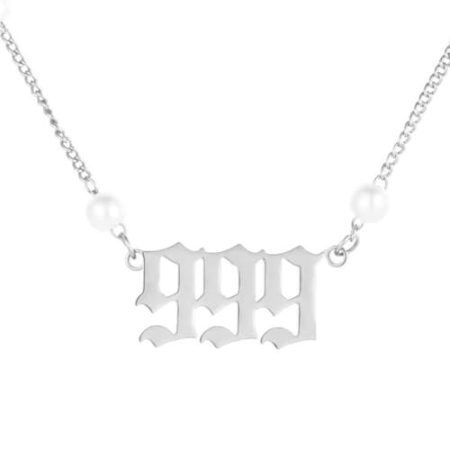 HIJONES Für Frauen Einfache Frische Perlen-Engel-Anhänger-Halskette aus Rostfreier Stahl Zierliche Choker-Kette Silber 999 von HIJONES