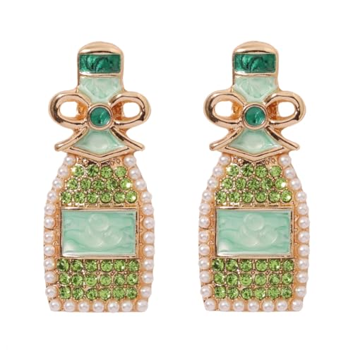 HIJONES Für Frauen Kreative Champagner-Weinflaschen-Ohrringe aus Perlen Perlen Tropfen Charmante Cocktail Hübsche Ohrringe Für Frauen Grün von HIJONES