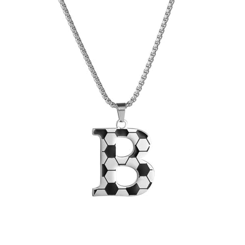 HIJONES Fußballstil 26 Buchstaben Anhänger Kette für Damen und Herren Edelstahl Personalisierter Schmuck mit Initialen B von HIJONES