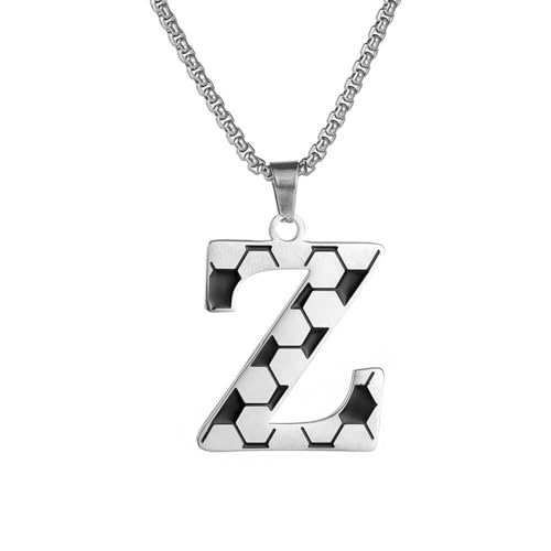 HIJONES Fußballstil 26 Buchstaben Anhänger Kette für Damen und Herren Edelstahl Personalisierter Schmuck mit Initialen Z von HIJONES