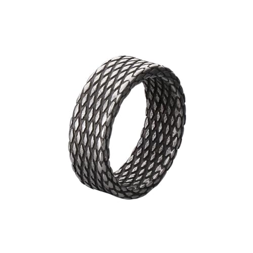 HIJONES Herren 8mm Unregelmäßiger Rhombus Ring Edelstahl Vintage Band Ringe Schmuck Schwarz Größe 60 (19.1) von HIJONES