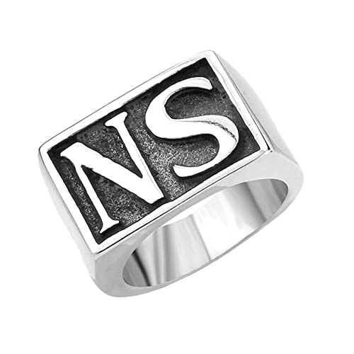 HIJONES Herren Biker-Ringe aus Rostfreier Stahl NS Retro Schmuck Silber/NS Größe 57 (18.1) von HIJONES