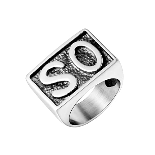 HIJONES Herren Biker-Ringe aus Rostfreier Stahl So Retro Schmuck Silber/So Größe 60 (19.1) von HIJONES