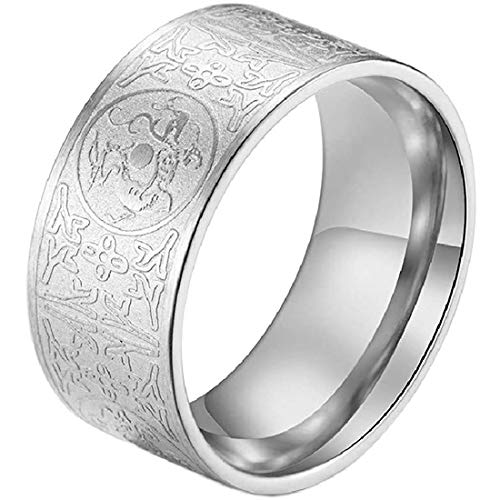 HIJONES Herren Chinesisch Uralte 4 Wächter Bestien Ring aus Edelstahl Drachen Weißer Tiger Suzaku Basalt Silber Größe 68 von HIJONES